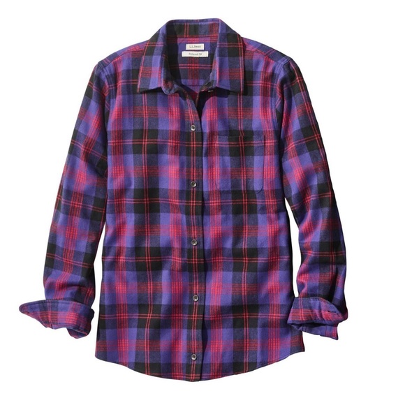 NWT Women’s L.L. Bean Relaxed Scotch Plaid Flannel Shirt - Picture 1 of 9